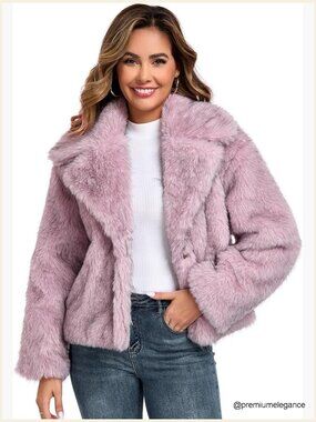 Faux Fur Coat Long Sleeve Fluffy Winter Jacket Fuzzy Shaggy